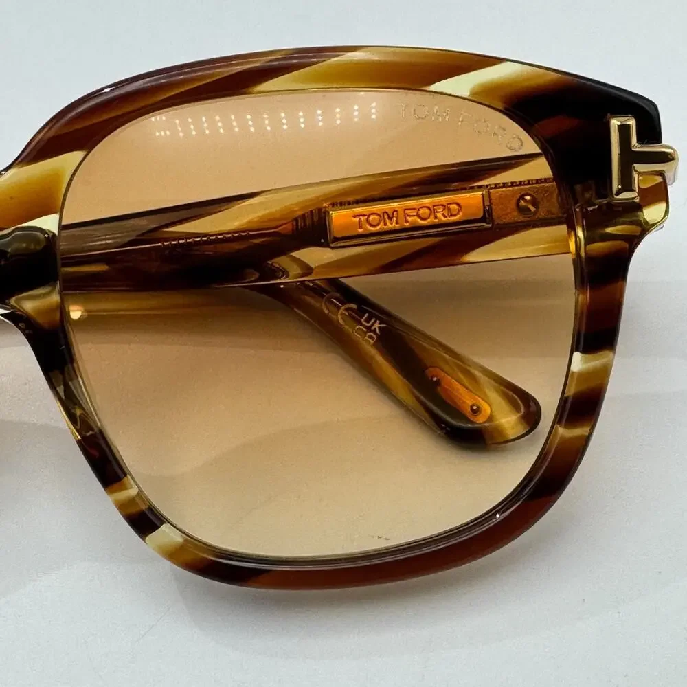 Tom Ford Sunglasses Icon FT1236 55F Havana Square Frame Brown Gradient Lens 58mm